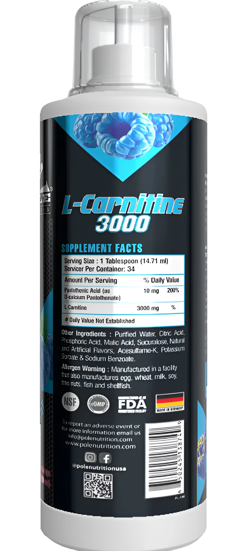 Pole Nutrition L-CARNITINE  34 Serving’s  view 3