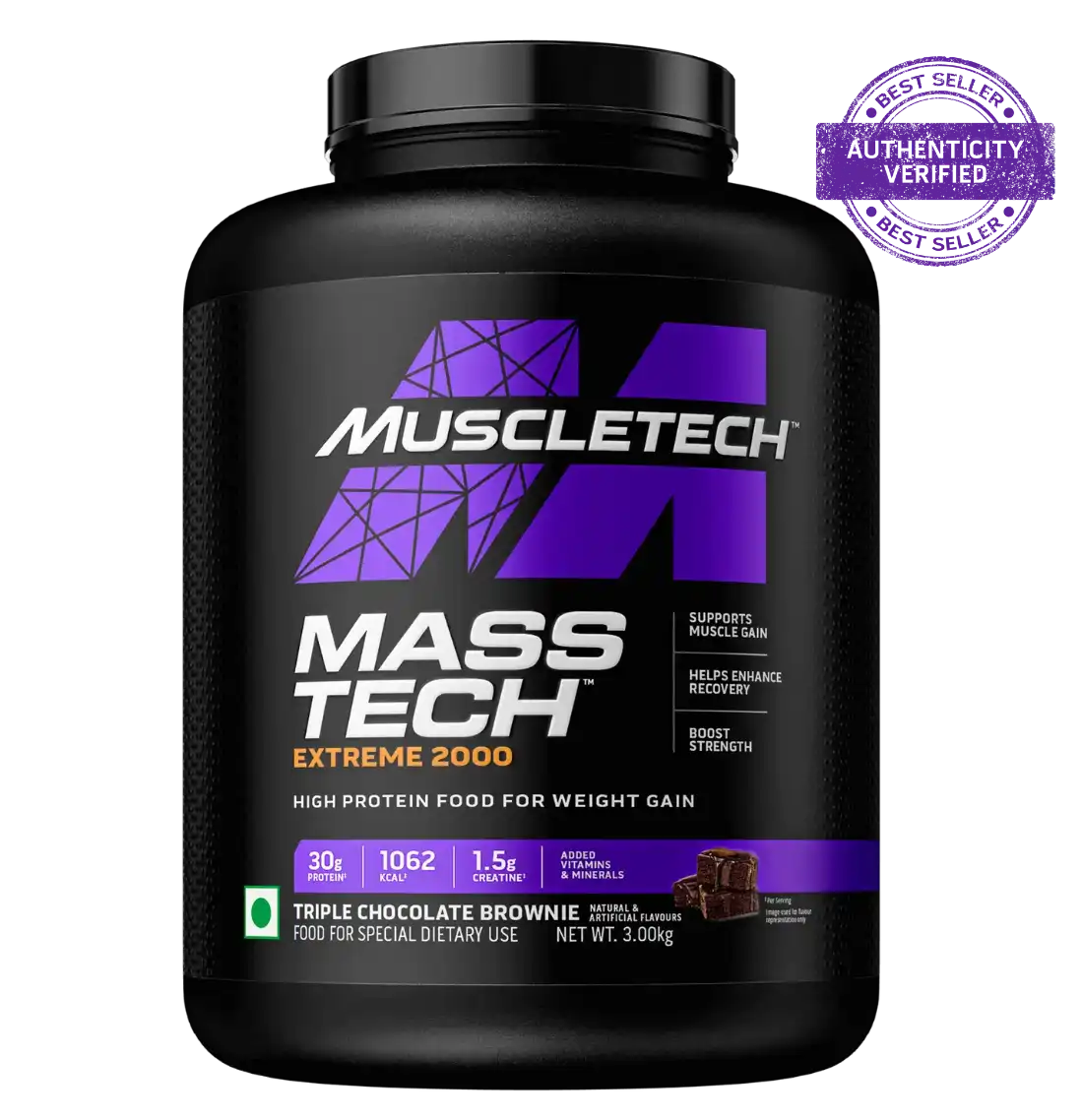 MUSCLETECH Mass-Tech Extreme 2000, Weight Gainer Protein Powder | 3Kg