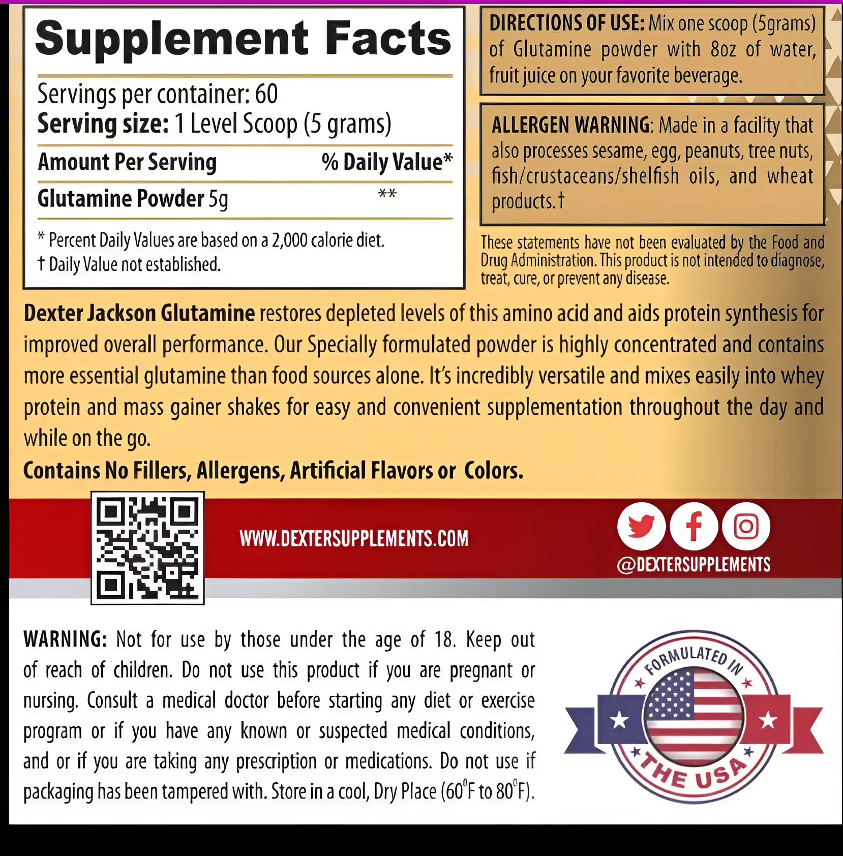 Dexter Jackson GLUTAMINE 60 Servings view 2