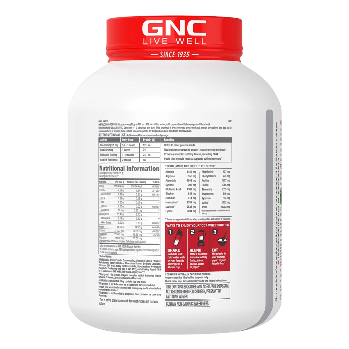 GNC 100% Whey Protein  1.8 KG view 2