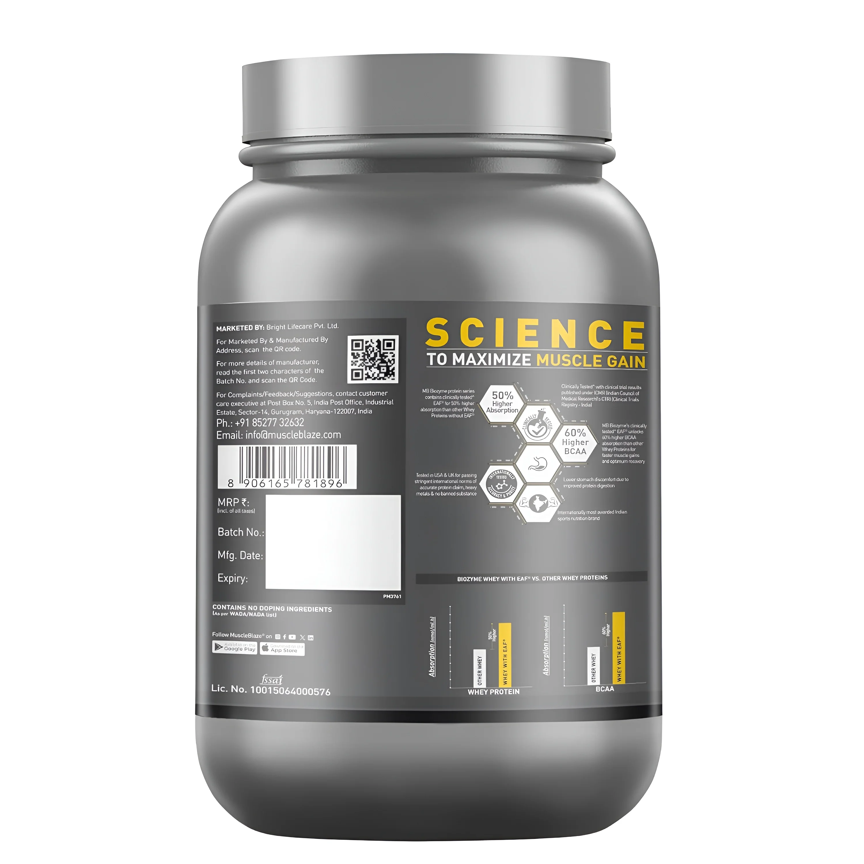 MuscleBlaze Biozyme Performance WHEY PROTEIN Powder 1KG view 2