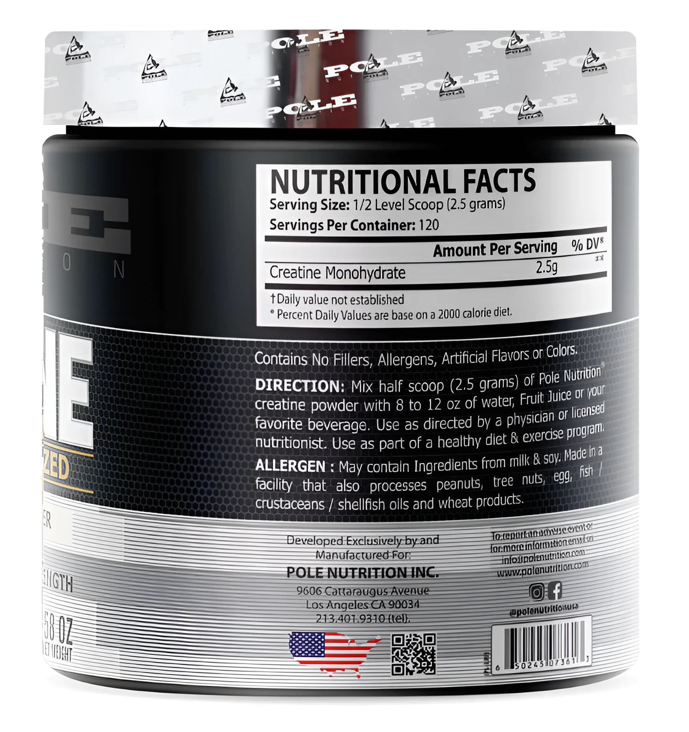 Pole Nutrition CREATINE 60 Servings  view 2