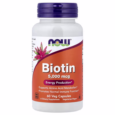 NOW BIOTIN 5000 MCG 60 VEG CAPS