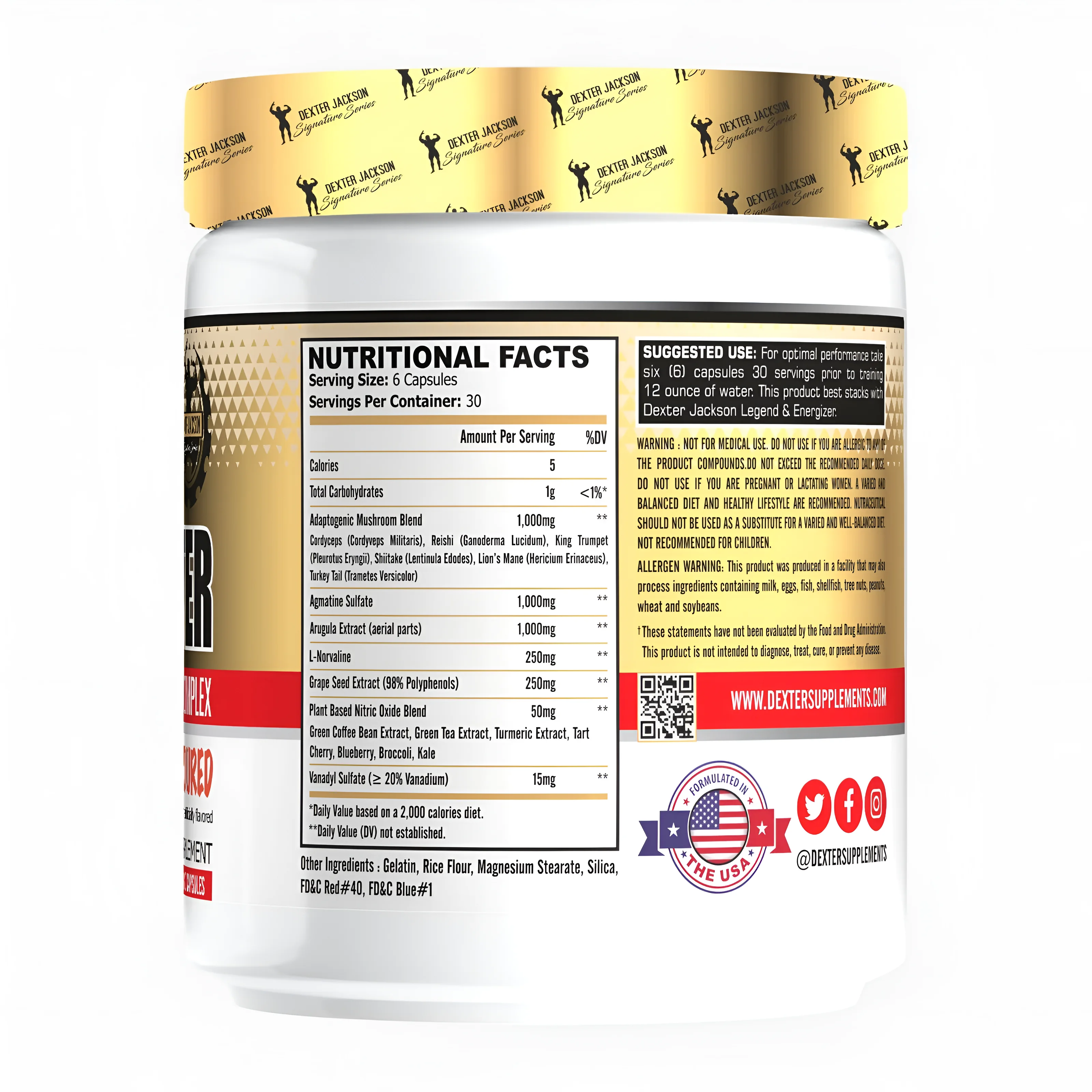Dexter Jackson DNA BOOSTER 180 Caps 30 Serving’s  view 2