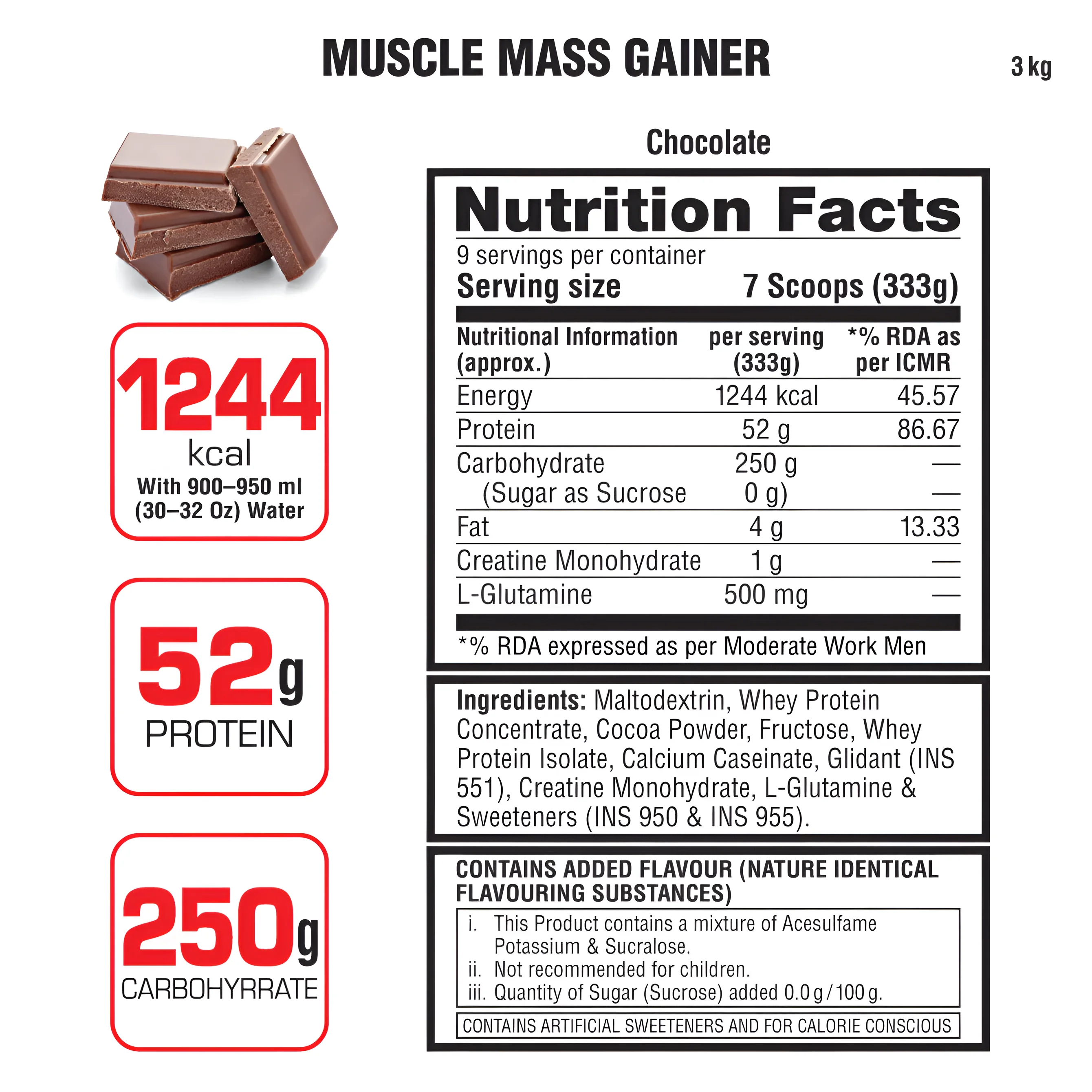 Labrada Muscle Mass Gainer Powder | 3 Kg view 2