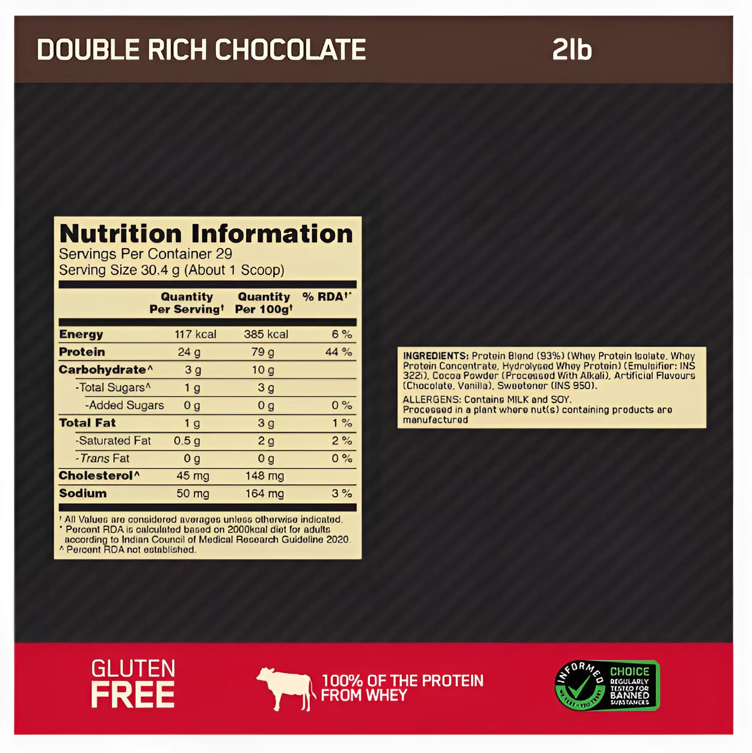 Optimum Nutrition (ON)  Whey  Protein , 907 g Double Chocolate view 3