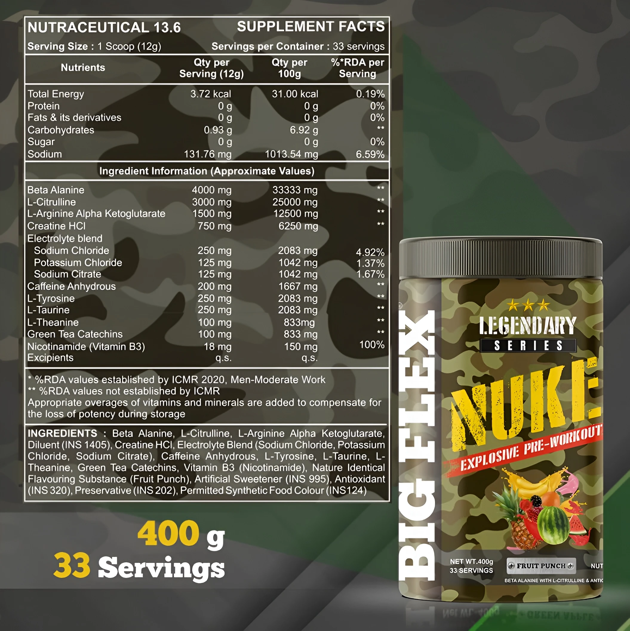 Big Flex NUKE Pre-Workout 33 Serving’s  view 2