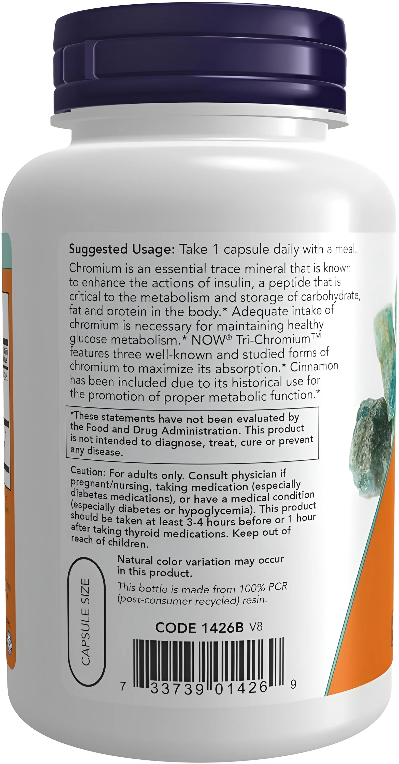 Now TRI-CHROMIUM 500 mcg 90 Veg capsules view 3