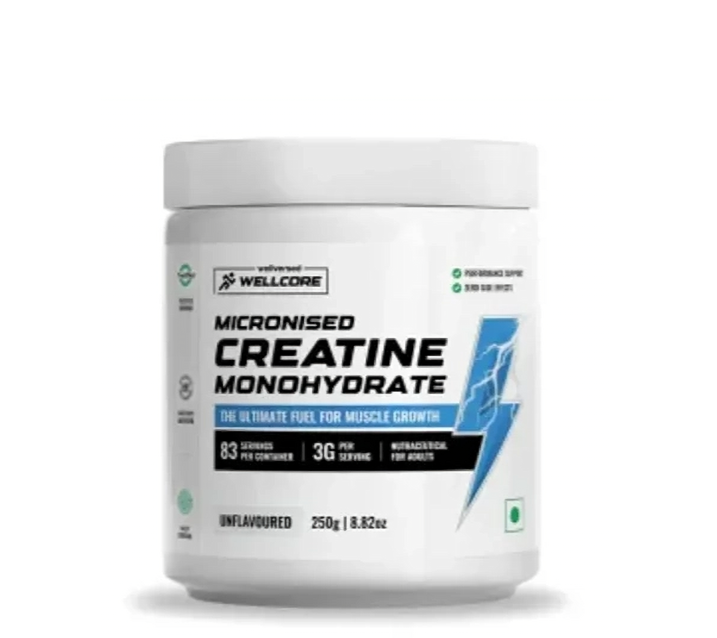 Wellcore Micronised Creatine Monohydrate — 250g (83 Servings)