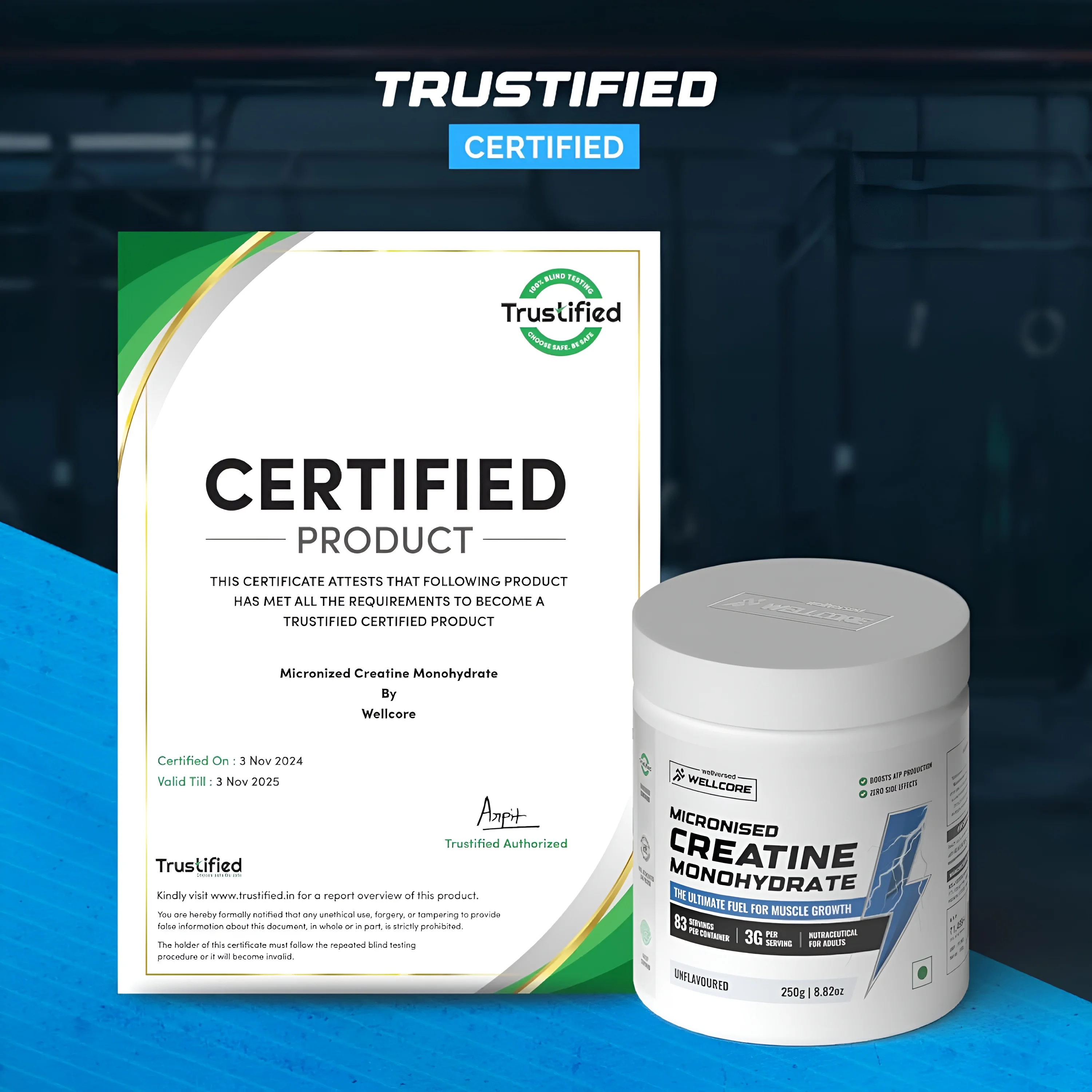 Wellcore Micronised Creatine Monohydrate — 250g (83 Servings) view 3