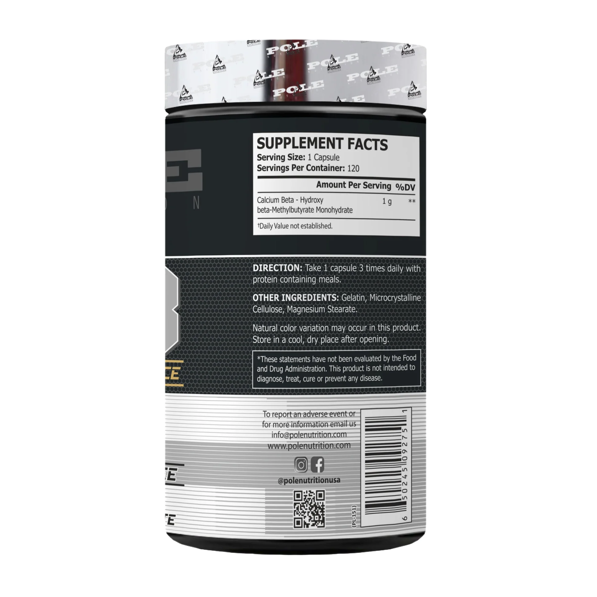 Pole Nutrition HMB 1000 Mg 120 Caps view 3