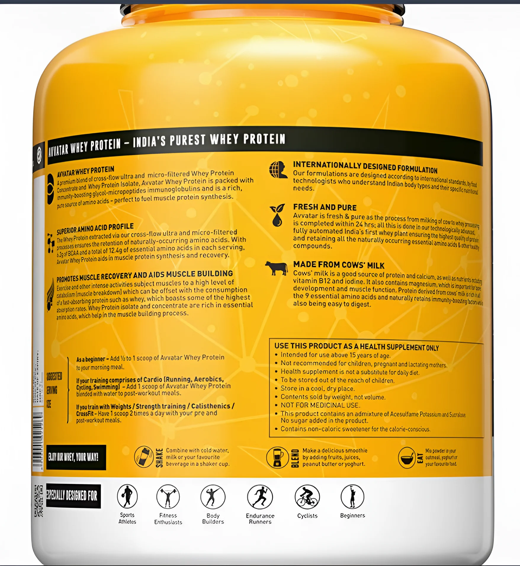 Avvatar WHEY PROTEIN | 2Kg | Malai Kulfi Flavour | 28g Protein | 57 Servings | view 3