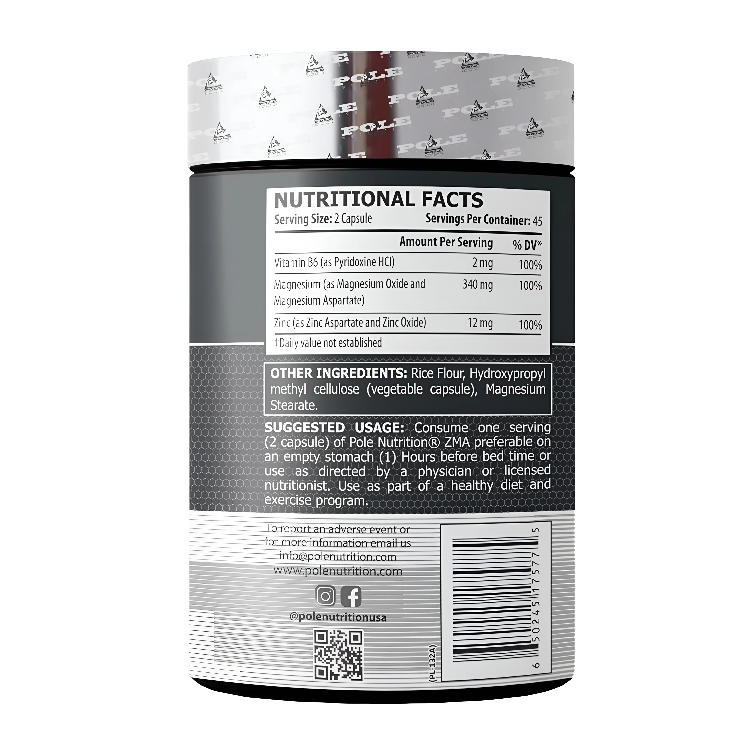 Pole Nutrition ZMA 90 Caps view 3