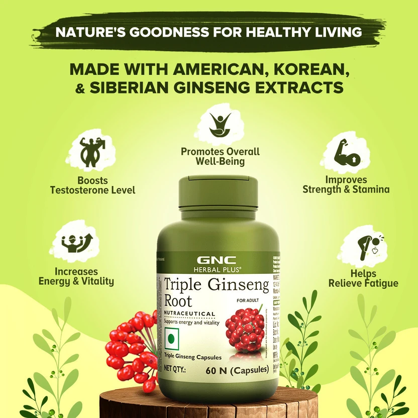 GNC TRIPLE GINSENG ROOT 60 Cap view 4